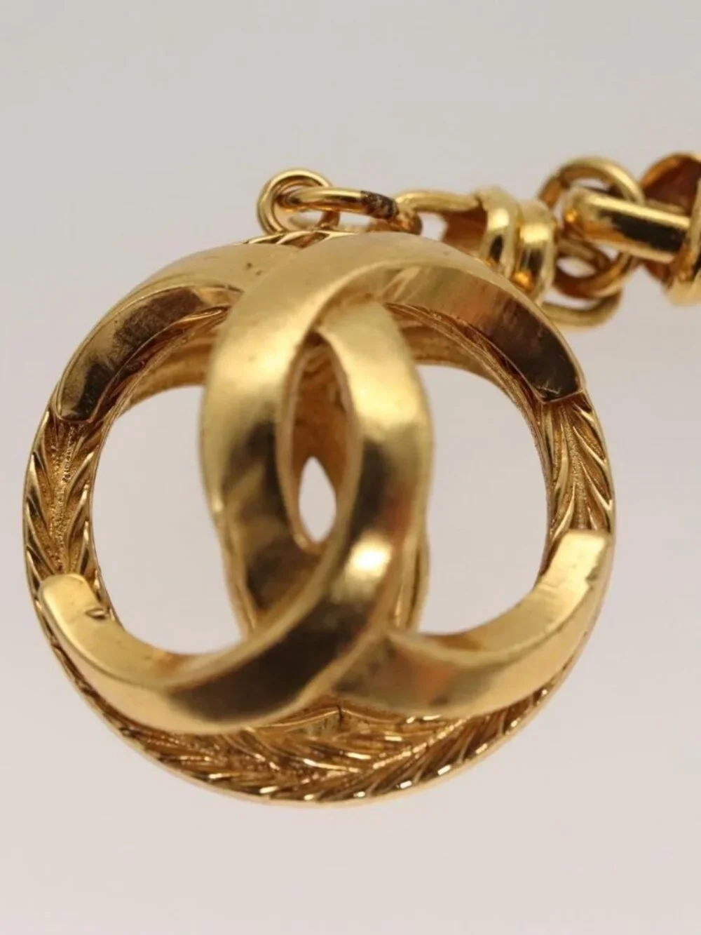 CHANEL COCO Mark Key Ring metal Gold CC Auth ar13427
